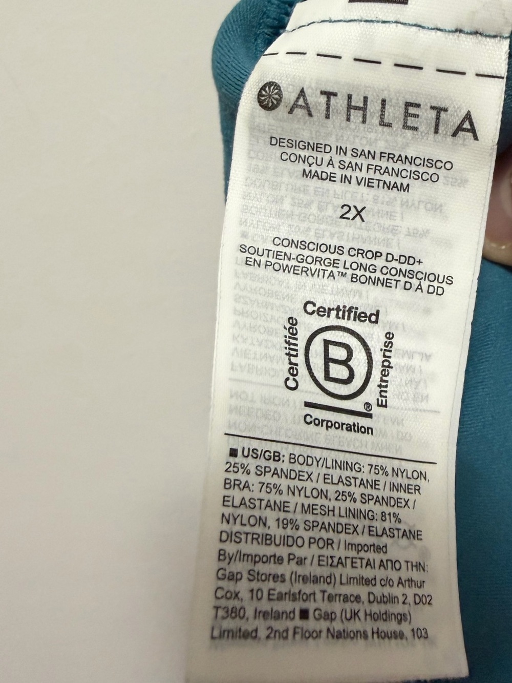 Athleta Conscious Crop D-DD+ High Neck Cropped Athletic Top with Sports Bra 2X - Picture 4 of 6